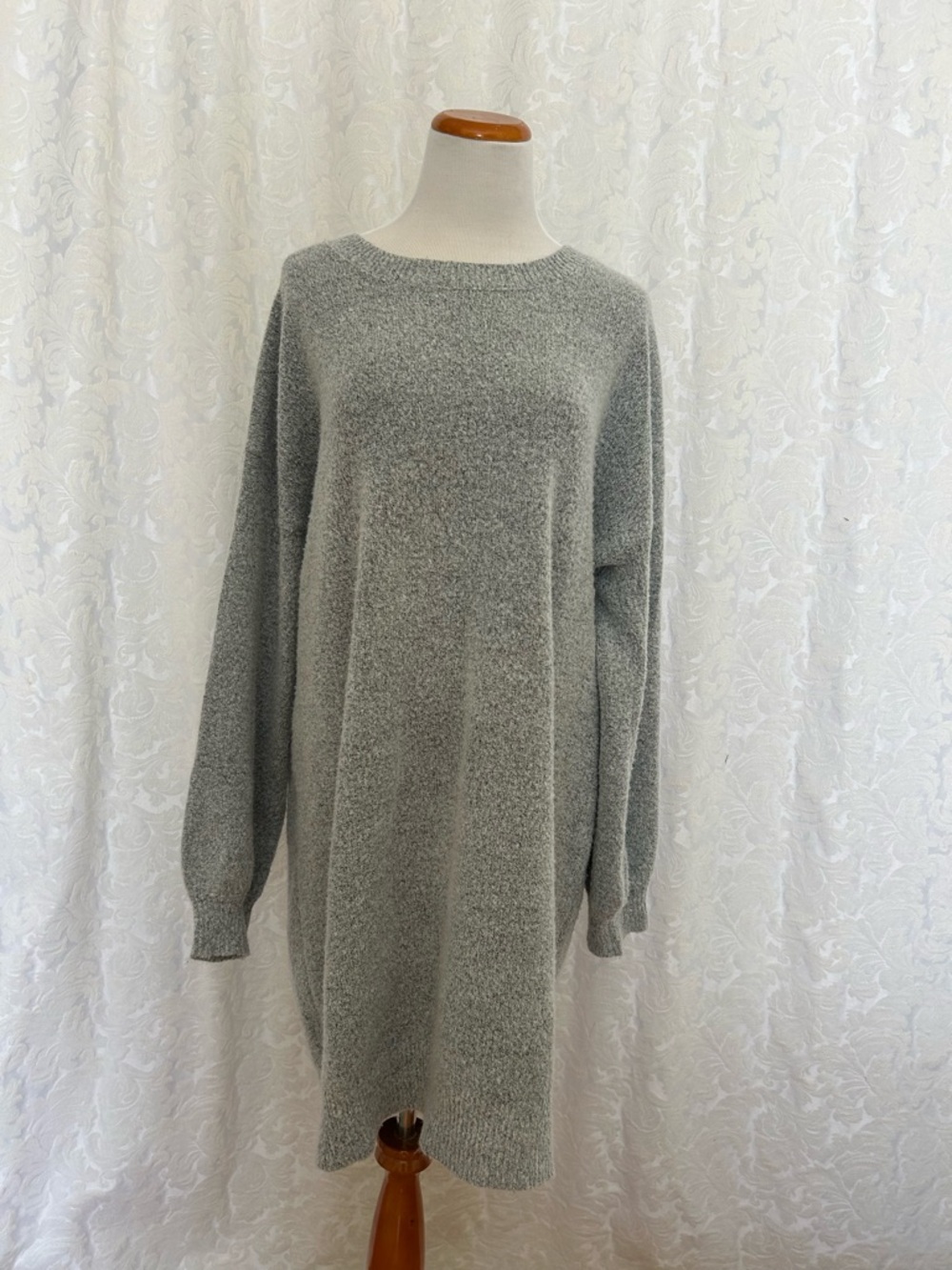 Cozy, light, Knit Long Sleeve Sweater Dress - Gray